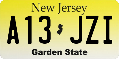NJ license plate A13JZI