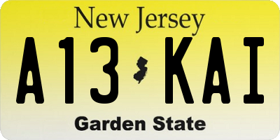 NJ license plate A13KAI