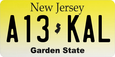 NJ license plate A13KAL