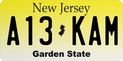 NJ license plate A13KAM