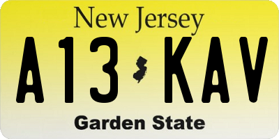 NJ license plate A13KAV