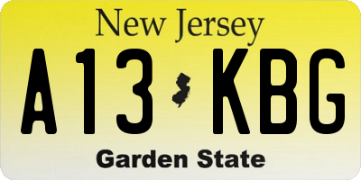 NJ license plate A13KBG