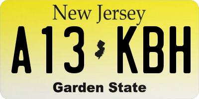 NJ license plate A13KBH