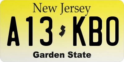 NJ license plate A13KBO