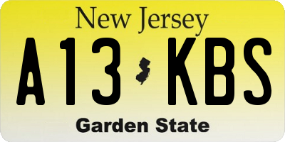 NJ license plate A13KBS