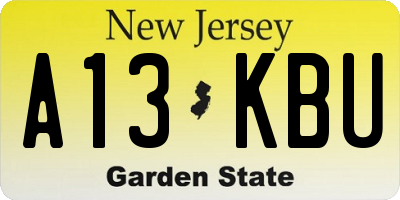 NJ license plate A13KBU