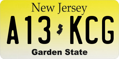 NJ license plate A13KCG