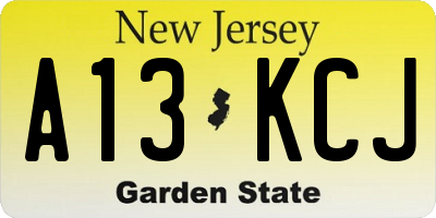 NJ license plate A13KCJ