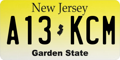 NJ license plate A13KCM