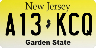 NJ license plate A13KCQ