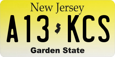 NJ license plate A13KCS