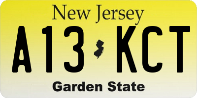 NJ license plate A13KCT