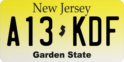 NJ license plate A13KDF