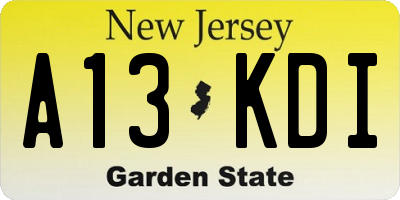 NJ license plate A13KDI