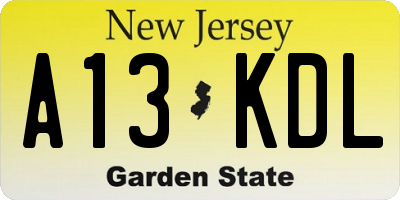 NJ license plate A13KDL