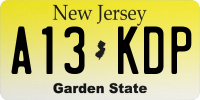 NJ license plate A13KDP