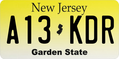 NJ license plate A13KDR