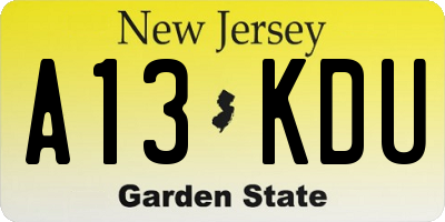 NJ license plate A13KDU