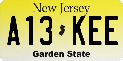 NJ license plate A13KEE