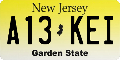NJ license plate A13KEI