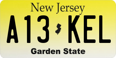 NJ license plate A13KEL