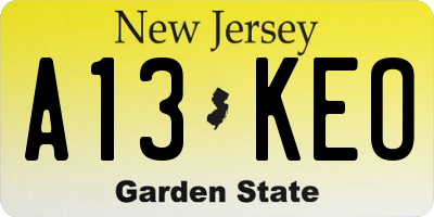 NJ license plate A13KEO