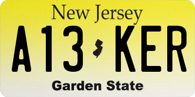 NJ license plate A13KER