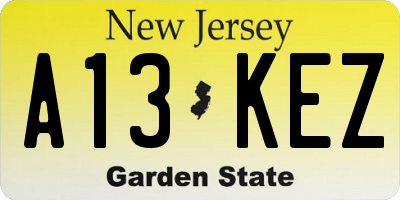 NJ license plate A13KEZ