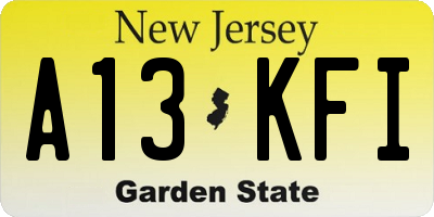 NJ license plate A13KFI