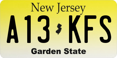 NJ license plate A13KFS