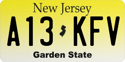 NJ license plate A13KFV