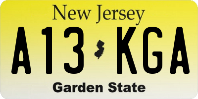 NJ license plate A13KGA
