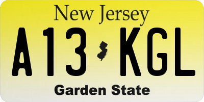 NJ license plate A13KGL