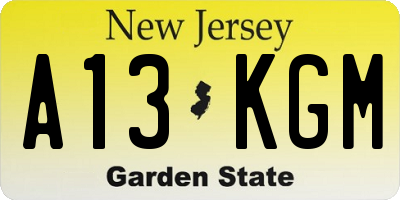 NJ license plate A13KGM