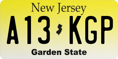 NJ license plate A13KGP