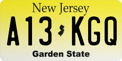 NJ license plate A13KGQ