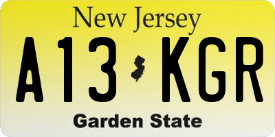 NJ license plate A13KGR