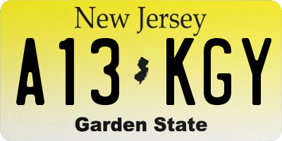 NJ license plate A13KGY