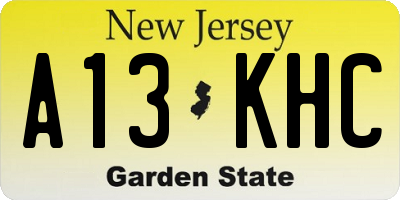 NJ license plate A13KHC