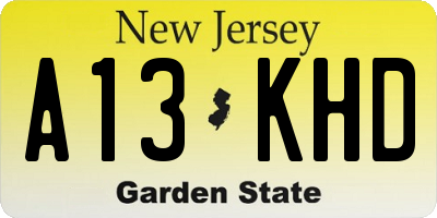 NJ license plate A13KHD