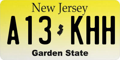 NJ license plate A13KHH