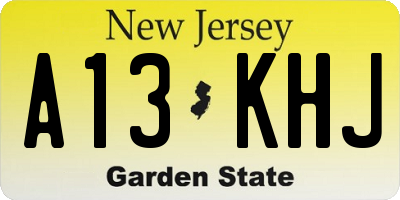 NJ license plate A13KHJ