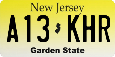 NJ license plate A13KHR