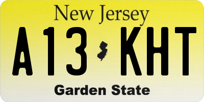 NJ license plate A13KHT