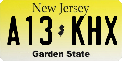NJ license plate A13KHX