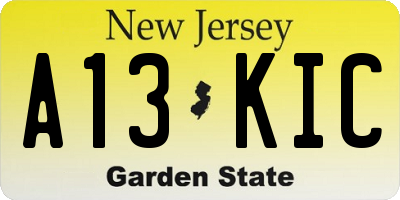 NJ license plate A13KIC