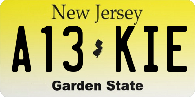 NJ license plate A13KIE