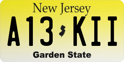 NJ license plate A13KII