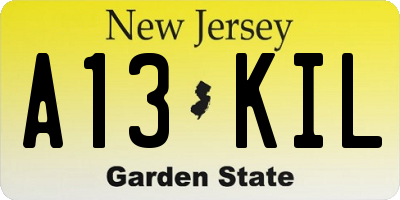 NJ license plate A13KIL