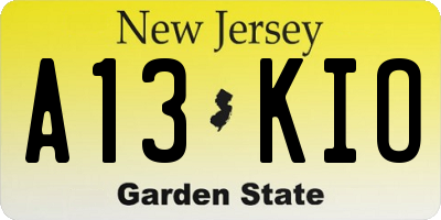 NJ license plate A13KIO